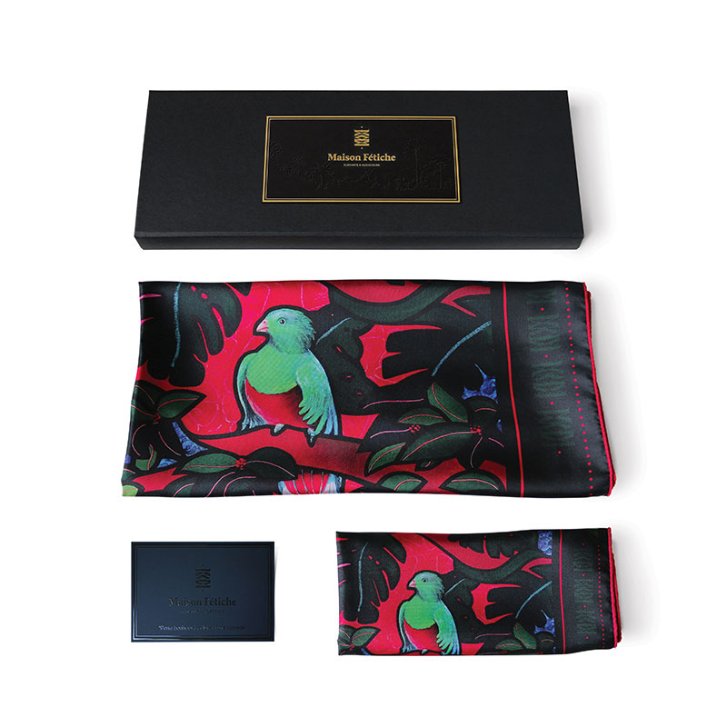 "Mother & Daughter" gift set Birds of paradise - •  1 Silk twill square 90  +  1 Silk twill square 45 - Image 6