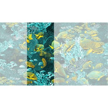 Raccord papier peint panoramique bleu & jaune sous marin Lé N°3