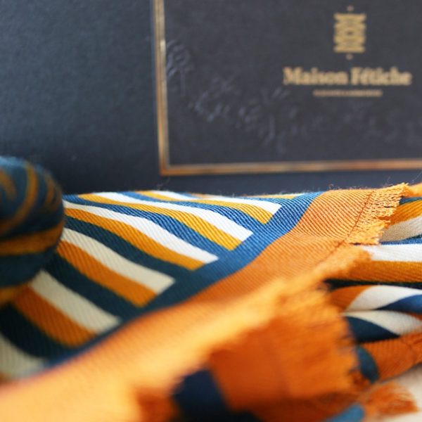 étole chèche laine soie Maison Fétiche ocre jaune jaguar 70 x 185