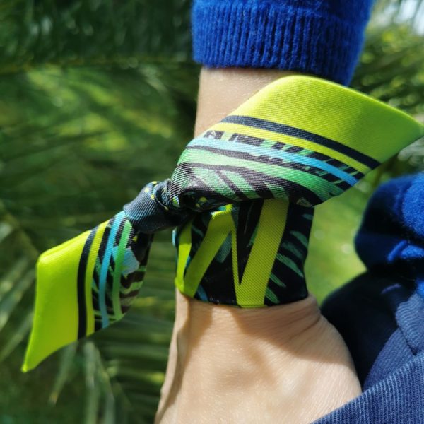 Bandeau bracelet fétiche a nouer twill de soie cacatoès Australie jungle bush