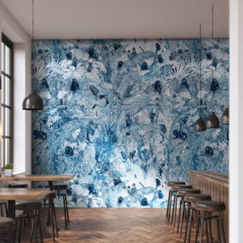 Papier peint Panoramique  Maison Fétiche Duplicable à l'infini verticalement et horizontalement bleu azulejos papier intissé