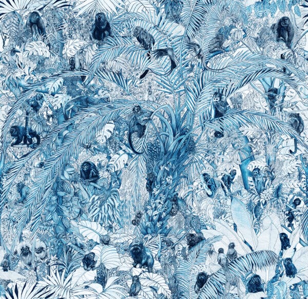 Papier peint Panoramique Maison Fétiche Duplicable à l'infini verticalement et horizontalement bleu azulejos papier intissé