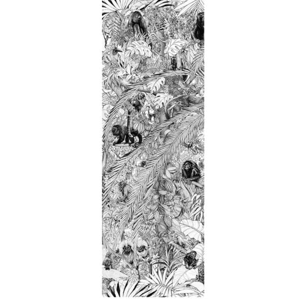 Lé N°1 Papier peint Panoramique Maison Fétiche Duplicable à l'infini verticalement et horizontalement Foret Amazonienne Noie et blanc papier intissé
