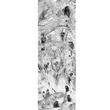 Lé N°3 Papier peint Panoramique Maison Fétiche Duplicable à l'infini verticalement et horizontalement Foret Amazonienne Noie et blanc papier intissé